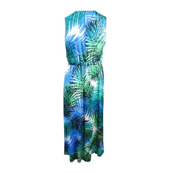 Calvin Klein Women's Plus Size Palm-Print Maxi Dress - Capri - Picture 2 of 2